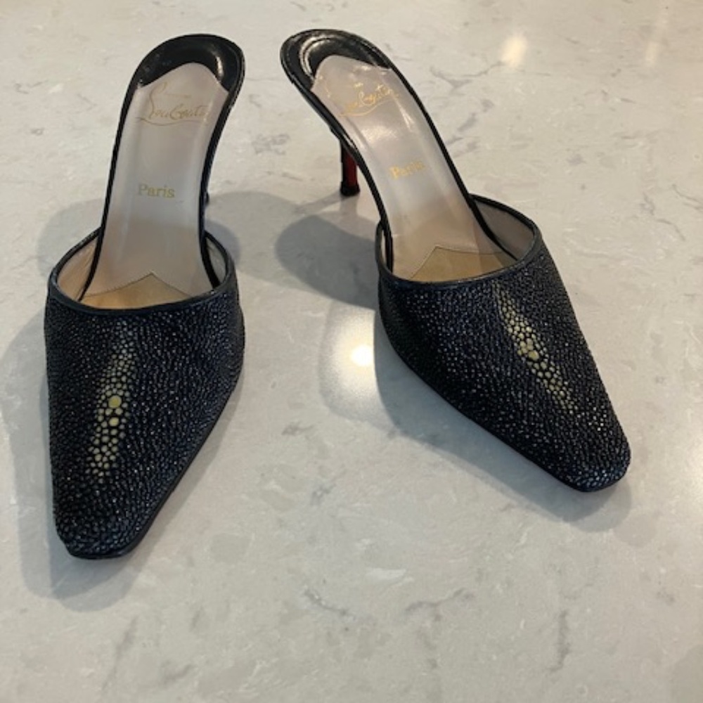 Christian Louboutin mules - black sharkskin - size 36